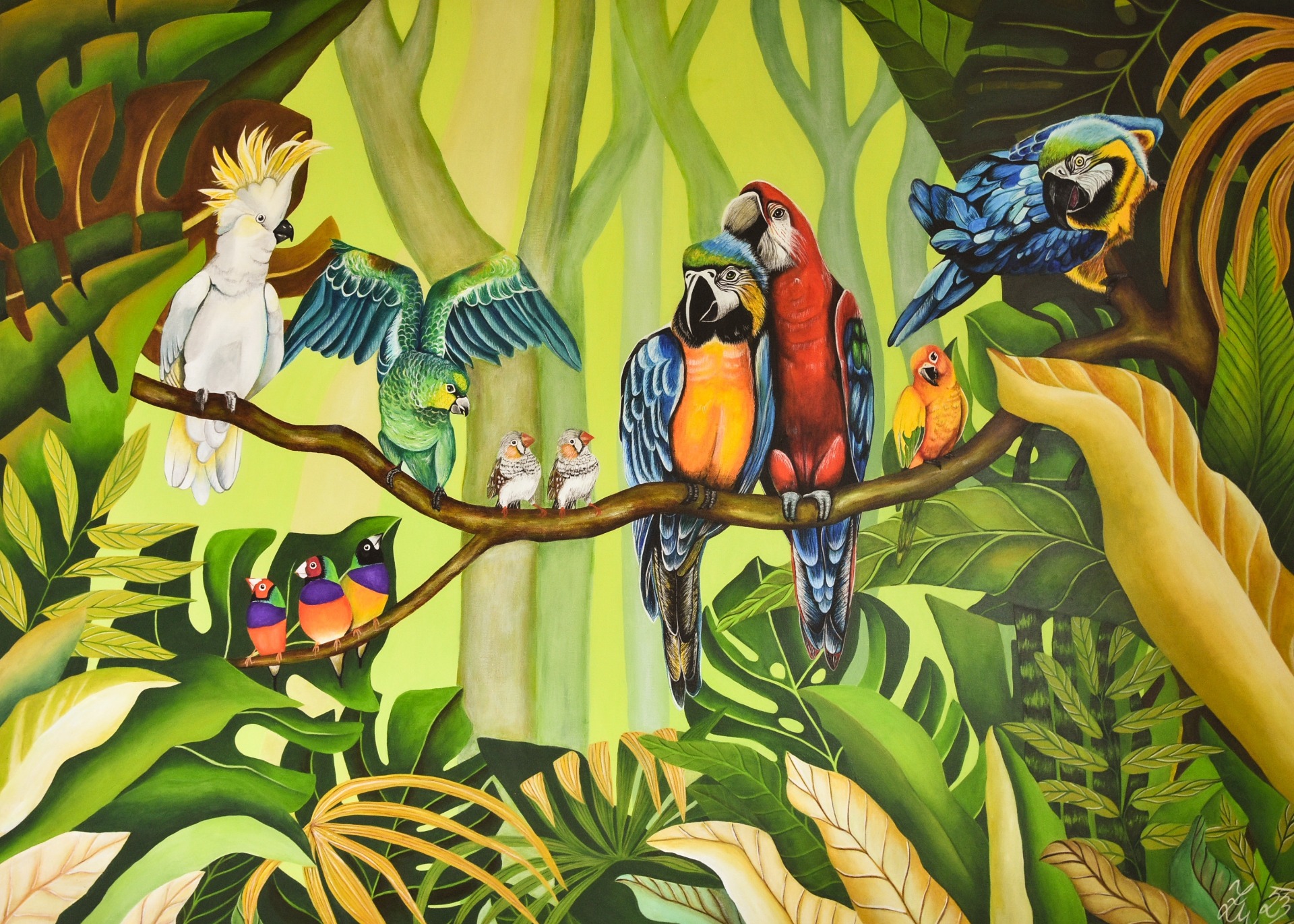 Papoušci 100 x 150 cm